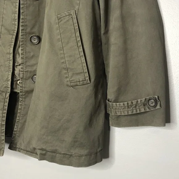 J. Crew Men Military Coat Two Layers Fleece Vest & Canvas Jacket M Army Green - Picture 4 of 12